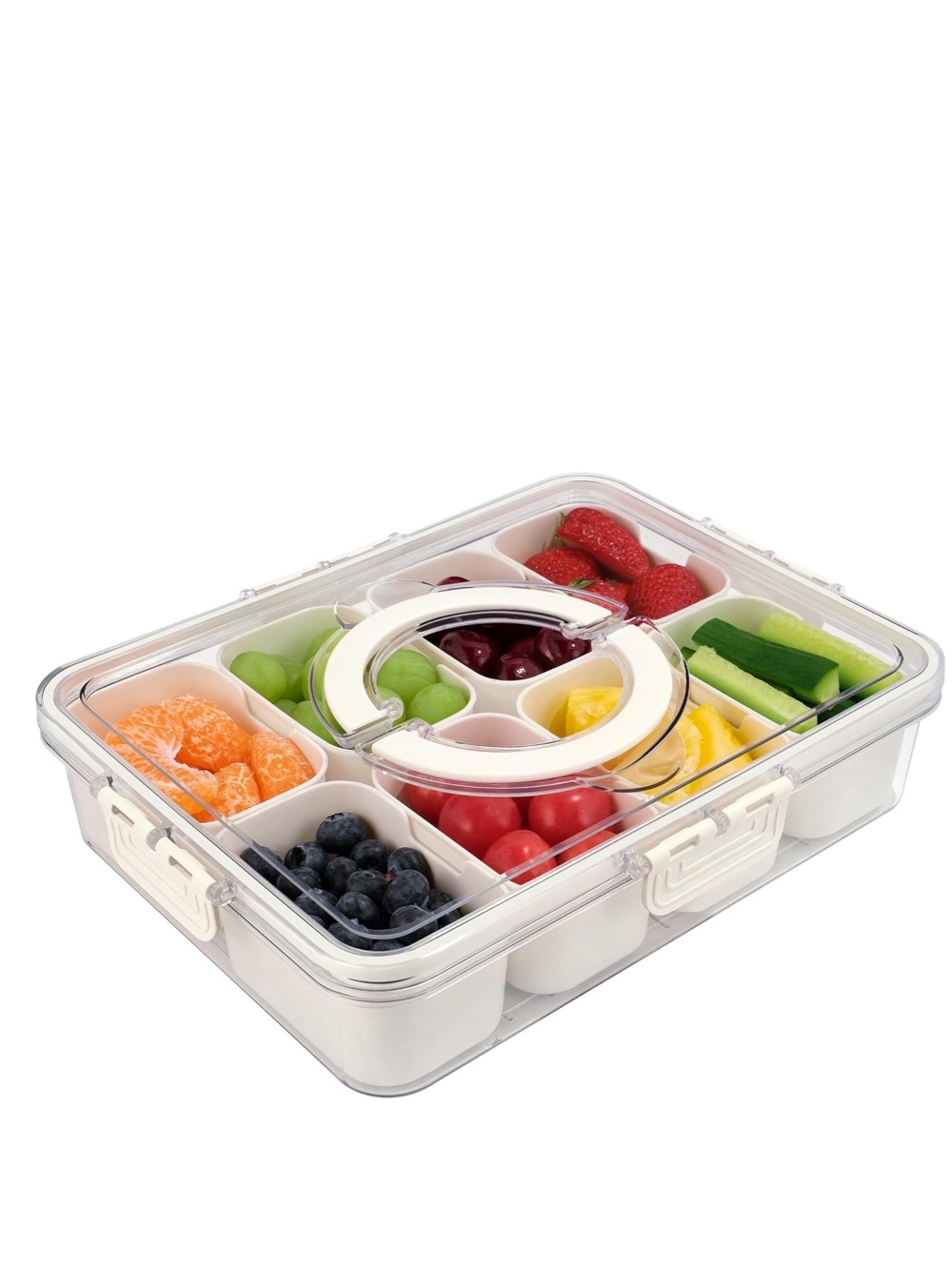 8 Compartment Food Storage Container Clear Snack Organizer with Lid